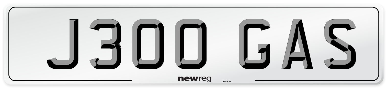 J300 GAS Number Plate from New Reg